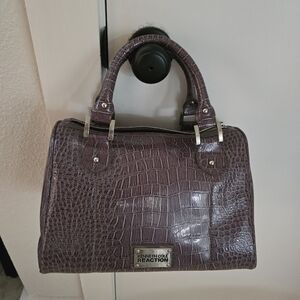 Kenneth Cole Reaction Faux Crocodile Embossed Satchel Handbag Purse